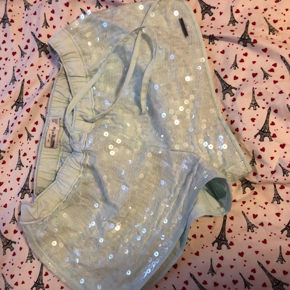 Abercrombie and Fitch light blue sequin shorts